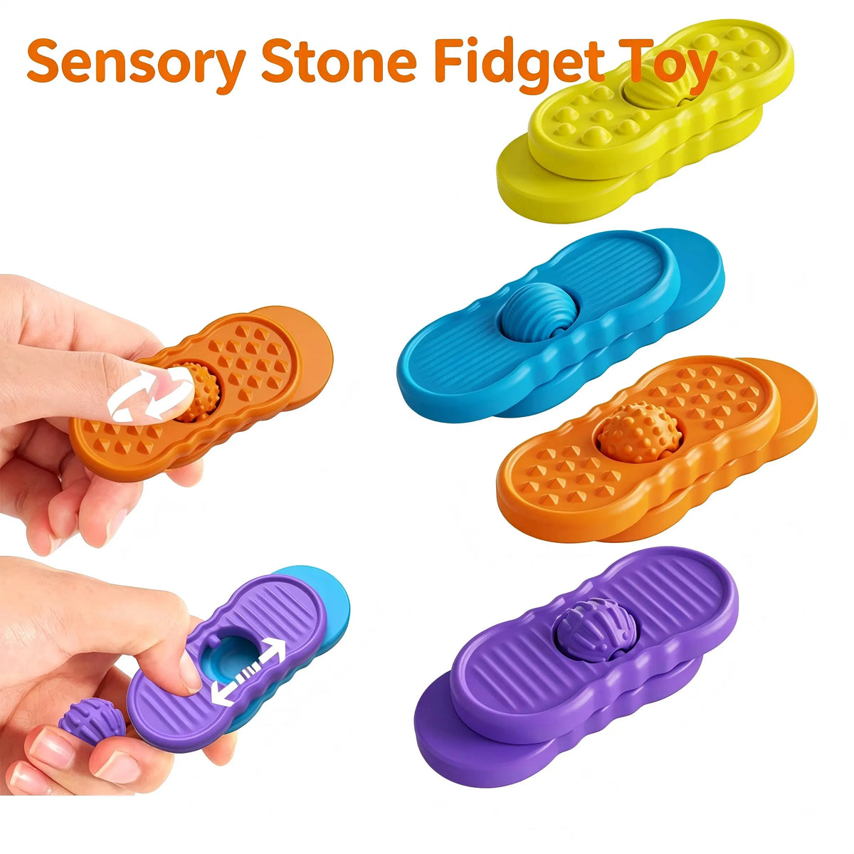 Sensory Fidget Toys Stones for Kids Silicone Stress Relief Toys Sensory Boards 4 Pack