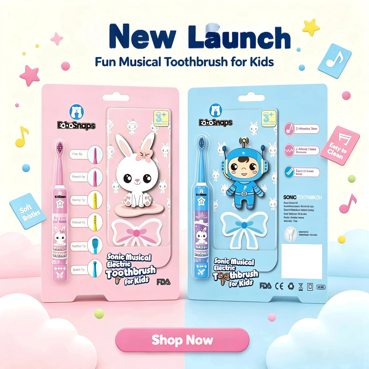 Kids Sonic Electric Toothbrush 2-in-1 Teeth Cleaning & Oral Motor Therapy Tool for Kids